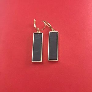 Gold plated lever back onyx earrings